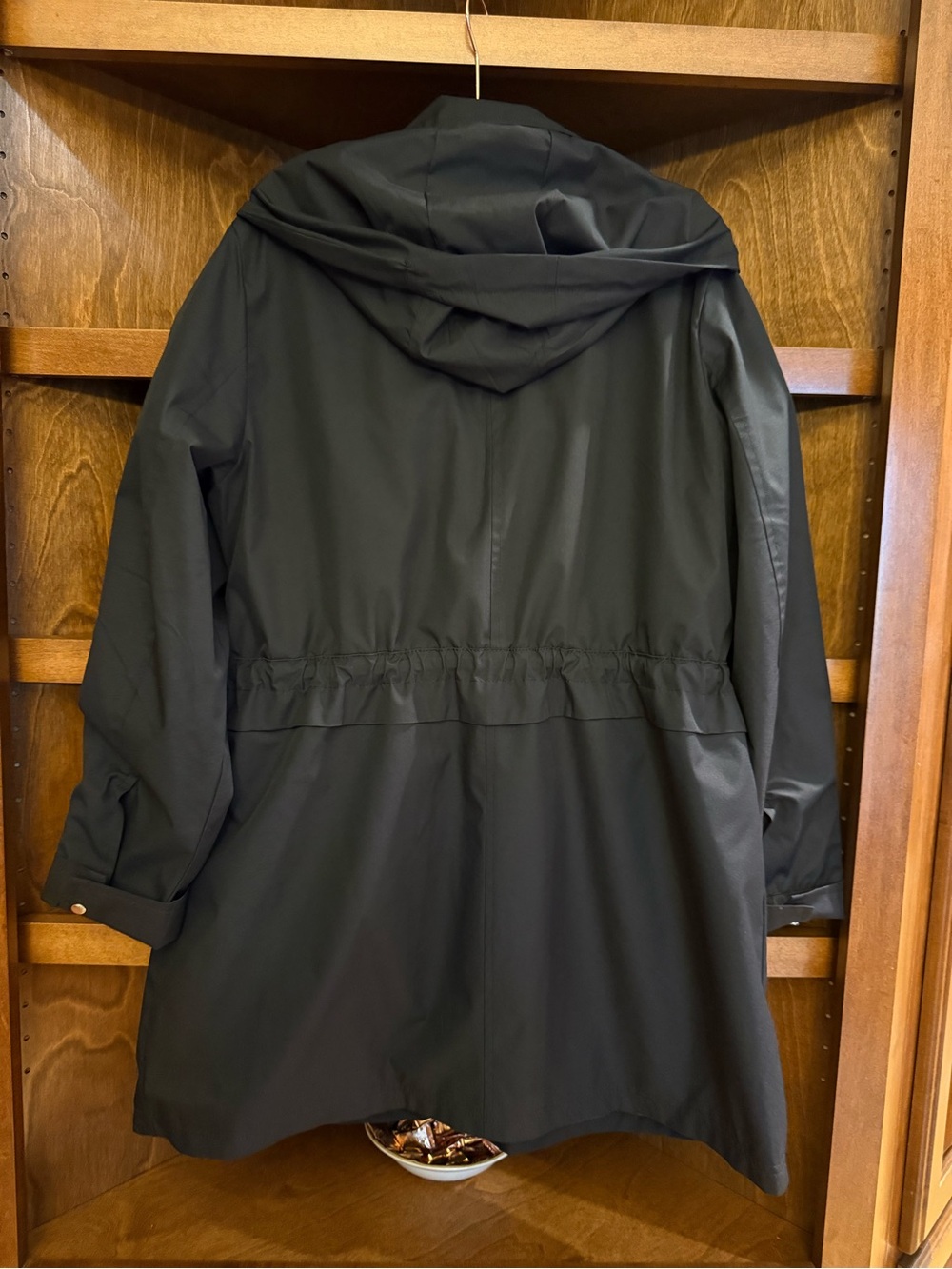 Vince Camuto Black Hooded Coat Large Drawstring Waist Jacket - Picture 2 of 2